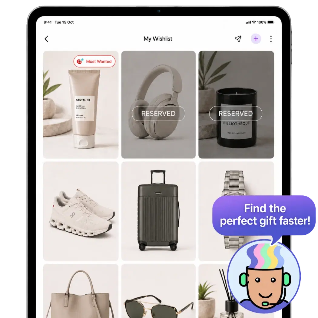 قوائم كريسماس عائلية في تطبيق WishDeck على جهاز لوحي