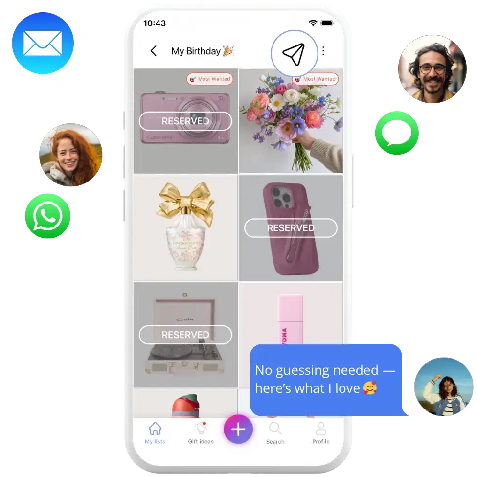 Screenshot der WishDeck-App: Wunschliste mit Freunden teilen