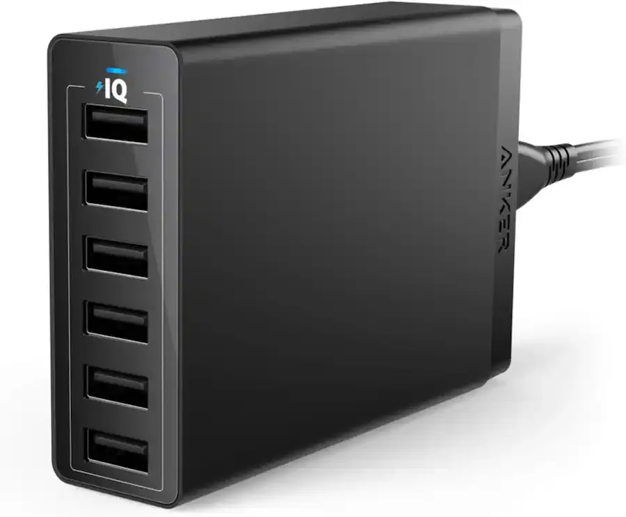 15. Anker 6-Outlet USB Charging Station & Cable Management Base