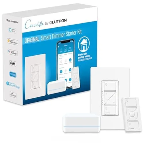 8. Lutron Caseta Smart Dimmer Switch Starter Kit (with Smart Bridge)