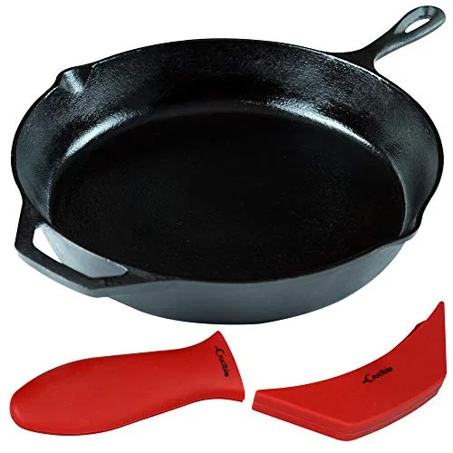 18. Lodge 12" Pre-Seasoned Cast Iron Skillet (with assist handle + silicone holder)