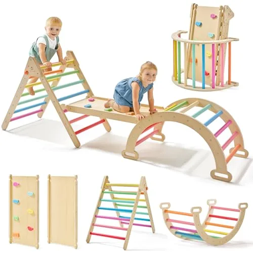17. Tiny Land Pikler Triangle 7-in-1 Montessori Climbing Set