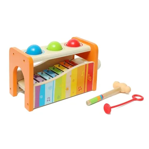 10. Hape Pound & Tap Bench with Slide Out Xylophone