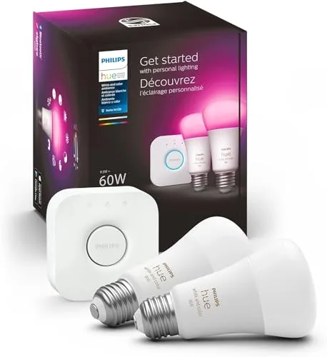 11. Philips Hue White and Color Ambiance Starter Kit (2x A19 + Hue Bridge)