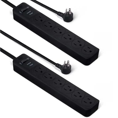 4. Amazon Basics 6-Outlet Surge Protector Power Strip (2-Pack)