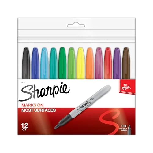 Sharpie Fine Point Permanent Markers, 12-Pack