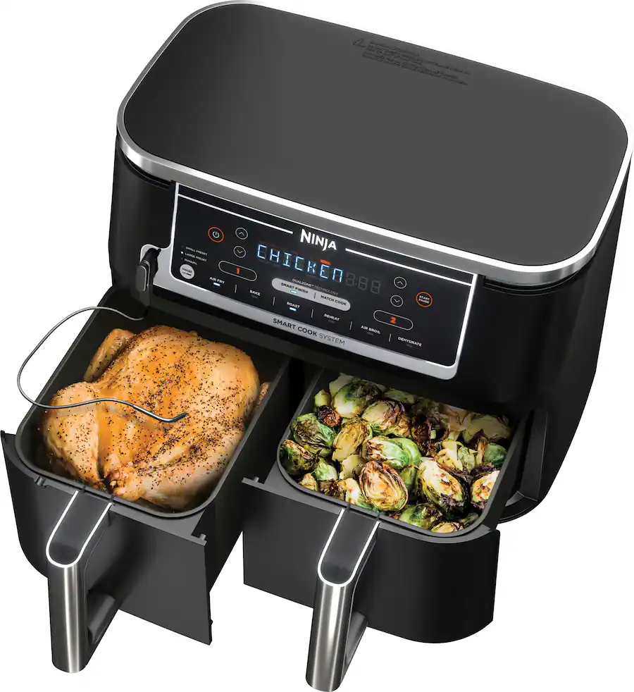 5. Ninja DZ550 Foodi 10 Quart 6-in-1 DualZone Smart XL Air Fryer with 2 Independent Baskets