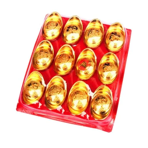 2. LAOCHU Gold Ingot Chinese Lucky Feng Shui Ornament (3-Piece Set)